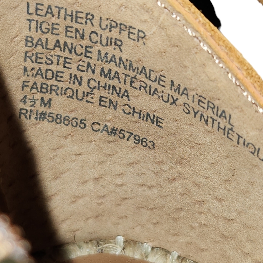 Treasure & Bond Tan Leather Espadrille Wedge Sandals Ankle Strap Buckle Closure - Picture 4 of 9
